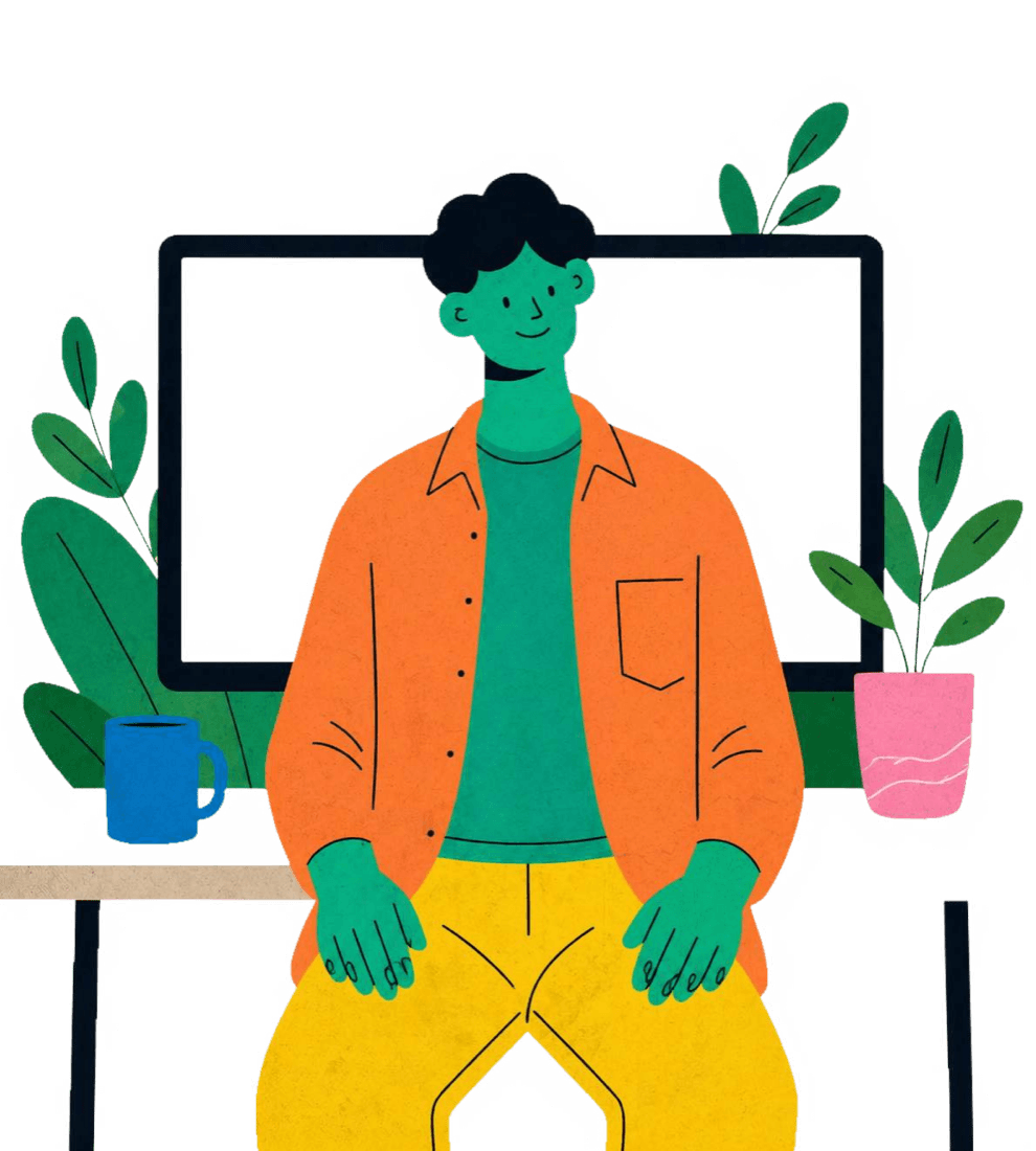 A person sitting calmly at their desk