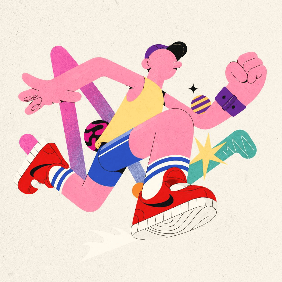 A person running energetically