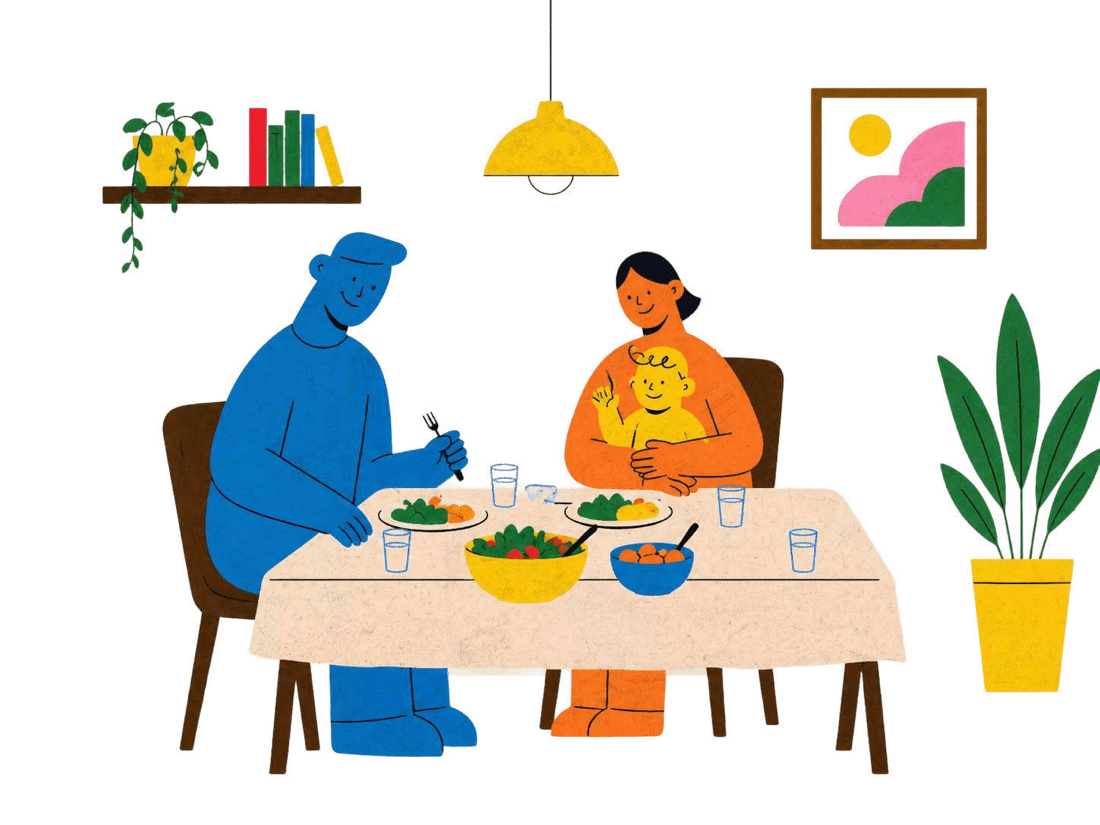 A family having dinner together