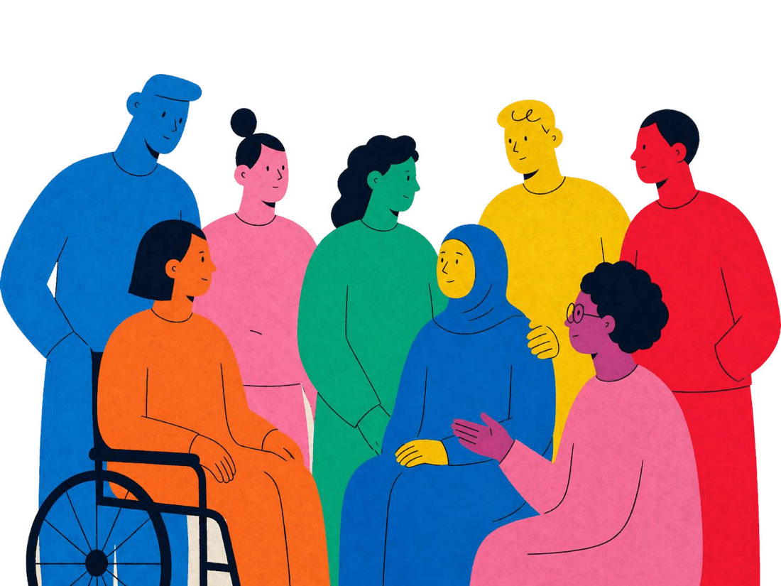 A diverse group of colleagues of different ages and backgrounds